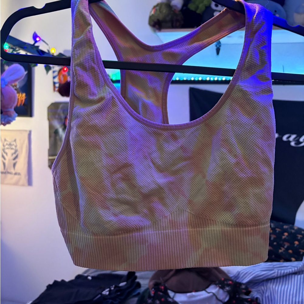 PINK Victoria's Secret Yellow Tie-Dye Sports Bra